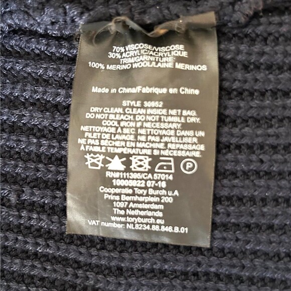 Tory Burch Brodie Tunic Sweater Dress Navy Blue Turtleneck Long Sleeve - Size XS - Picture 9 of 9